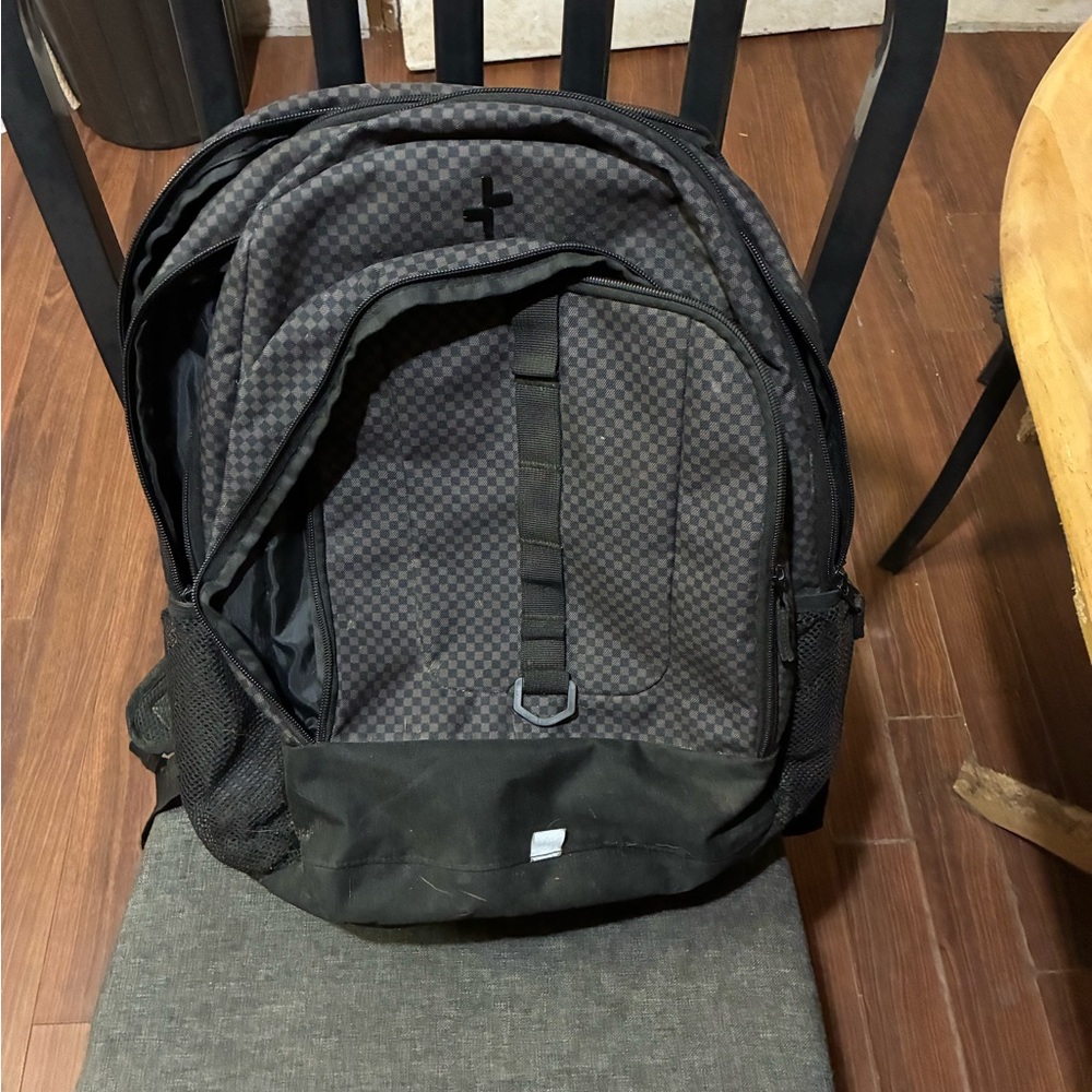 Elegant Black Checkered Women's Backpack